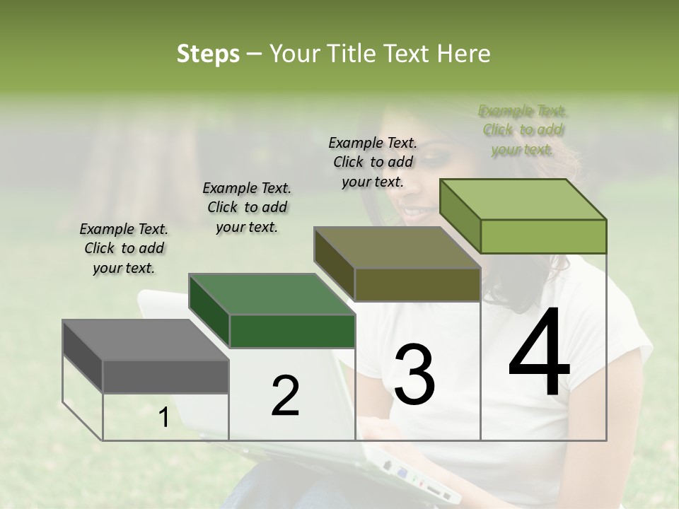 A Woman Sitting In The Grass Using A Laptop Computer PowerPoint Template