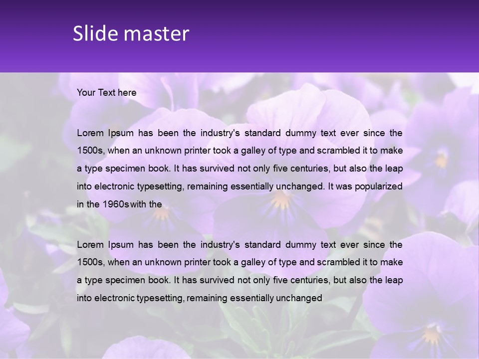 A Bunch Of Purple Flowers With A Purple Banner PowerPoint Template