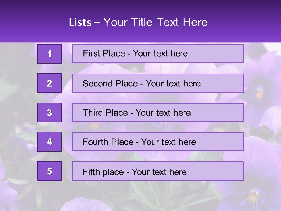 A Bunch Of Purple Flowers With A Purple Banner PowerPoint Template
