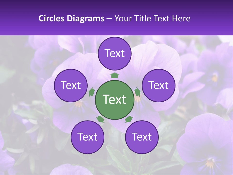 A Bunch Of Purple Flowers With A Purple Banner PowerPoint Template