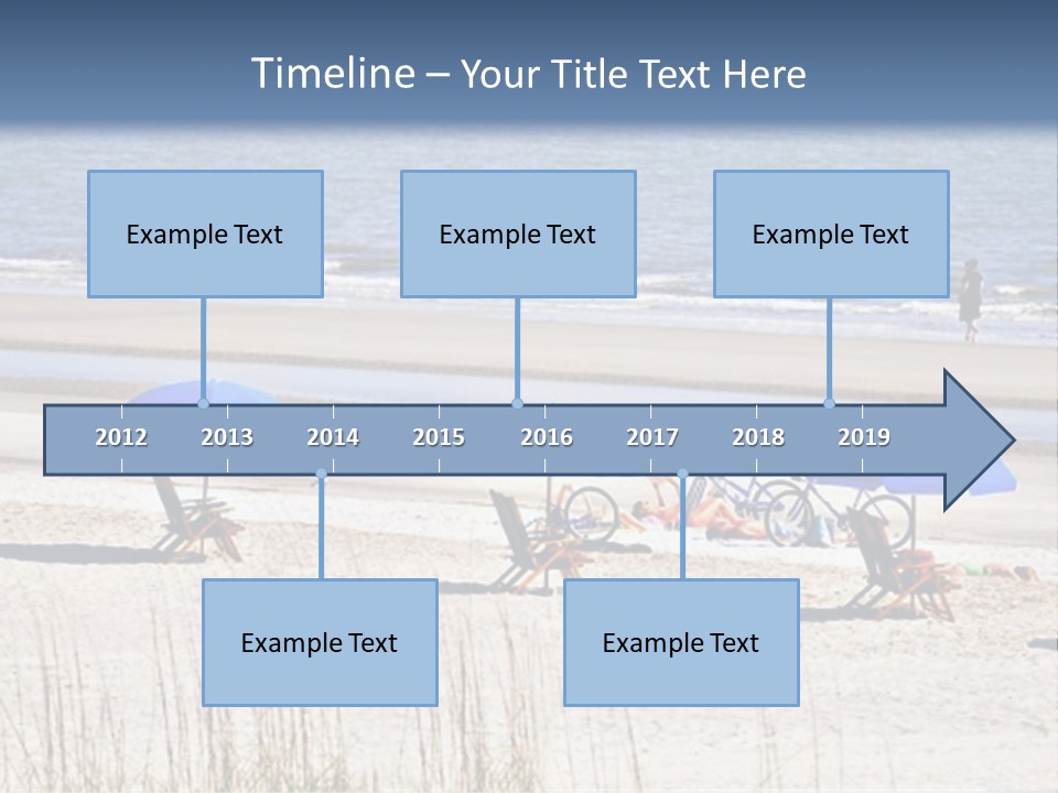A Group Of Lawn Chairs And Umbrellas On A Beach PowerPoint Template