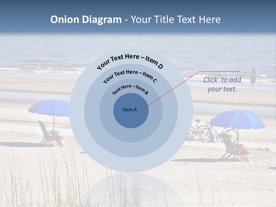 A Group Of Lawn Chairs And Umbrellas On A Beach PowerPoint Template