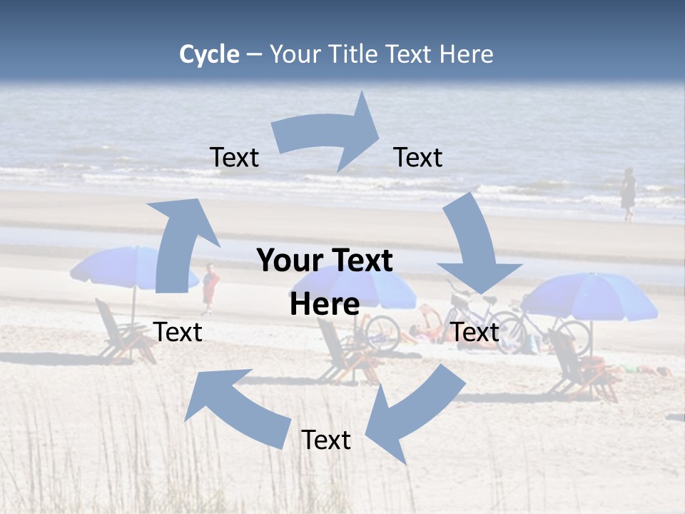 A Group Of Lawn Chairs And Umbrellas On A Beach PowerPoint Template