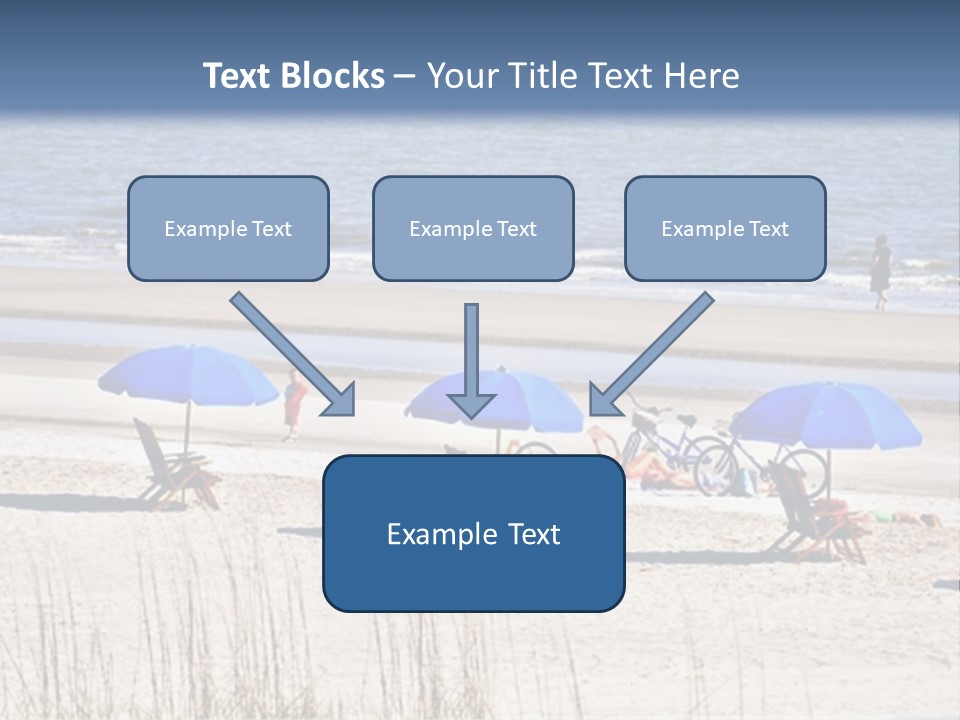 A Group Of Lawn Chairs And Umbrellas On A Beach PowerPoint Template