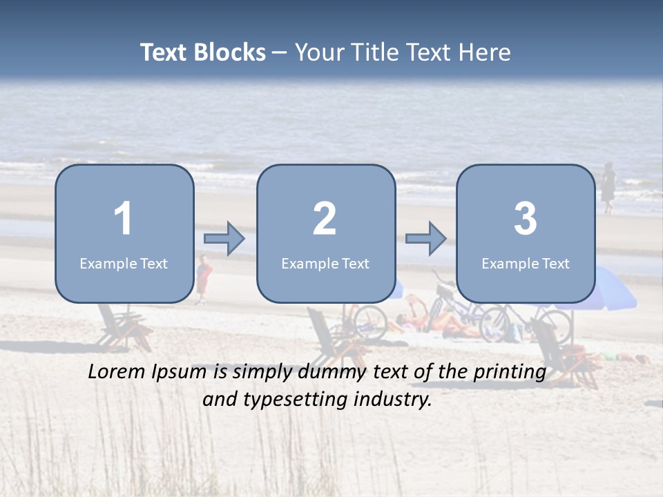 A Group Of Lawn Chairs And Umbrellas On A Beach PowerPoint Template