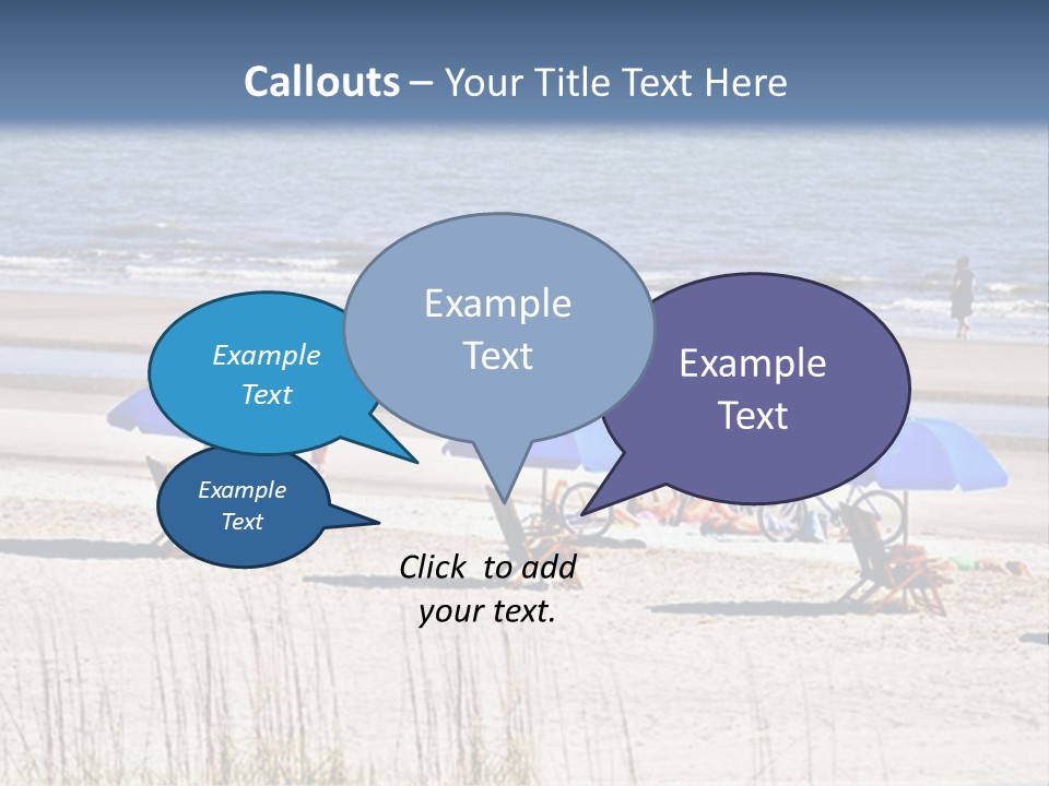 A Group Of Lawn Chairs And Umbrellas On A Beach PowerPoint Template