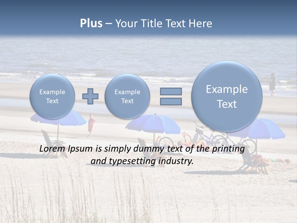 A Group Of Lawn Chairs And Umbrellas On A Beach PowerPoint Template