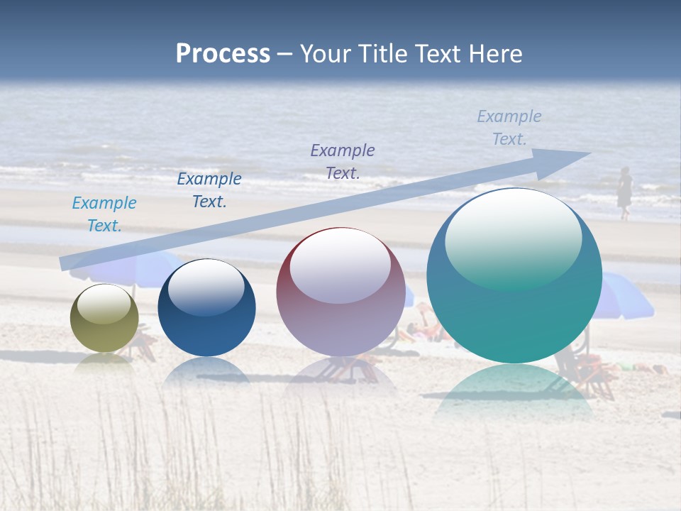 A Group Of Lawn Chairs And Umbrellas On A Beach PowerPoint Template