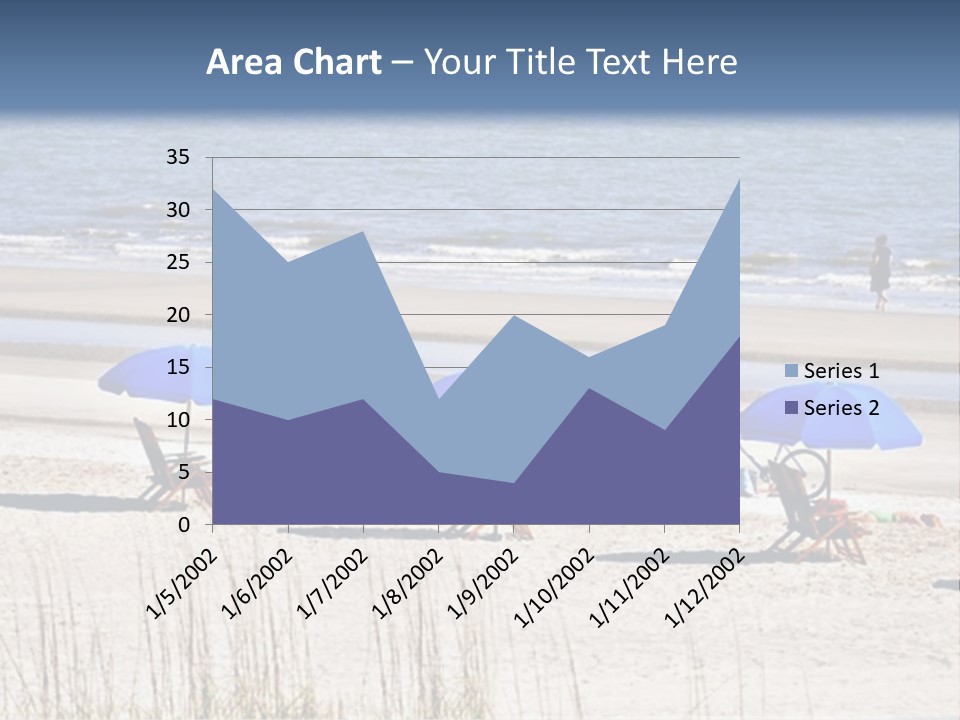 A Group Of Lawn Chairs And Umbrellas On A Beach PowerPoint Template
