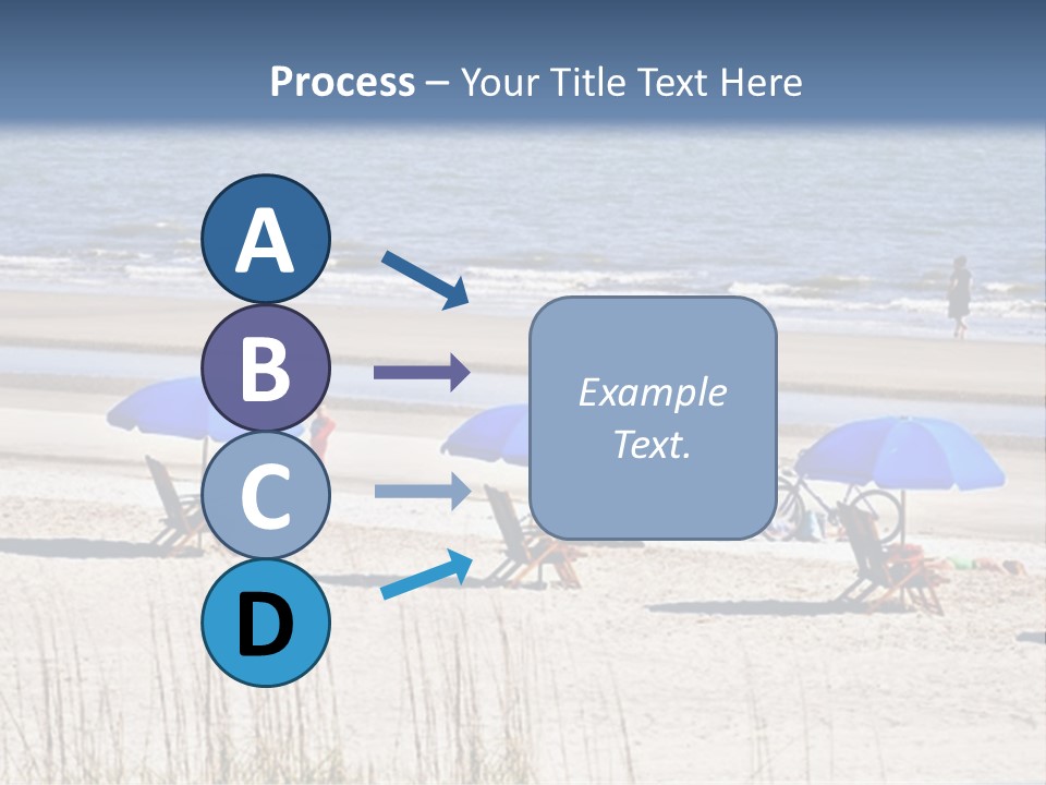 A Group Of Lawn Chairs And Umbrellas On A Beach PowerPoint Template
