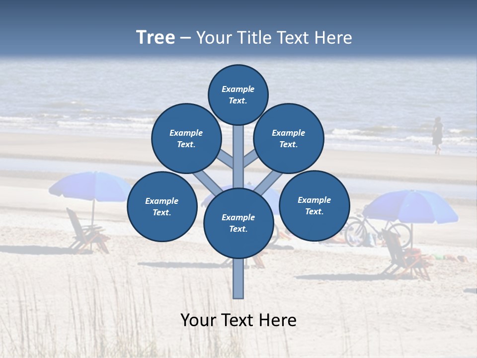 A Group Of Lawn Chairs And Umbrellas On A Beach PowerPoint Template
