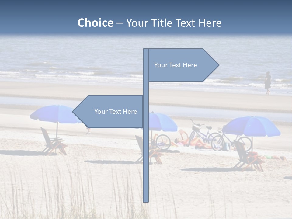 A Group Of Lawn Chairs And Umbrellas On A Beach PowerPoint Template
