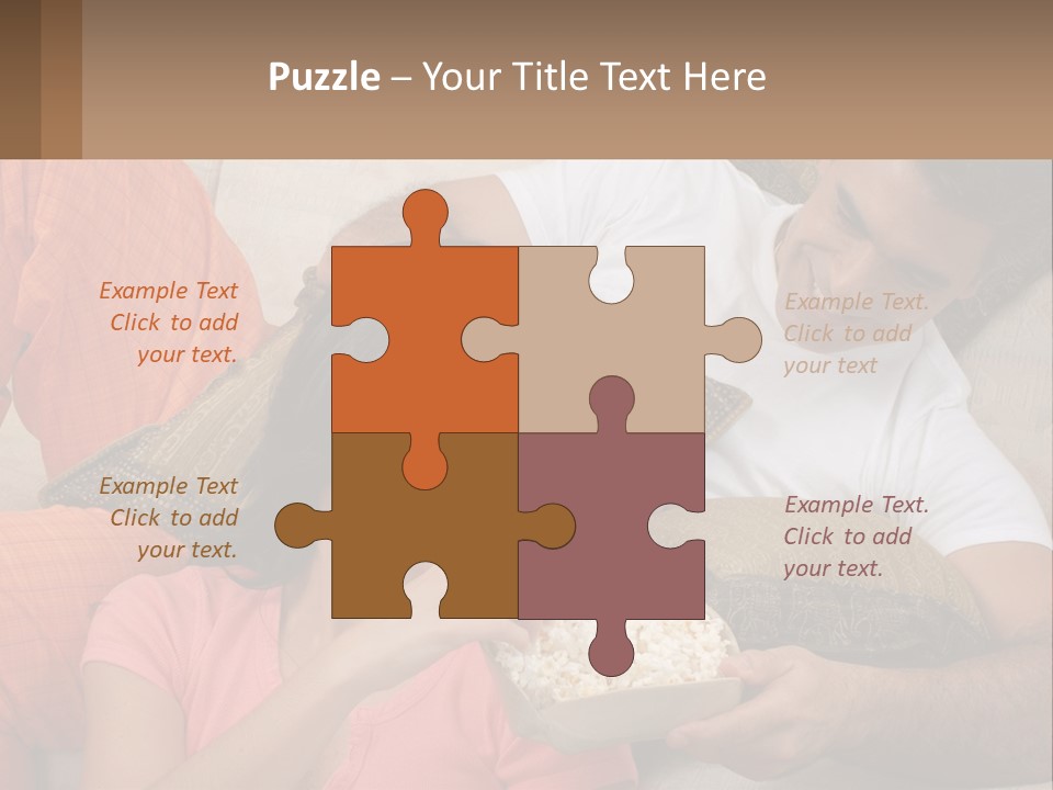 A Man And Woman Sitting On A Couch Eating Popcorn PowerPoint Template