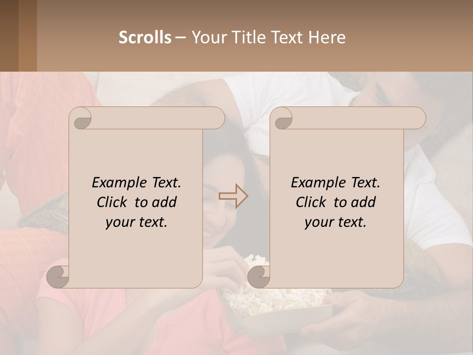 A Man And Woman Sitting On A Couch Eating Popcorn PowerPoint Template