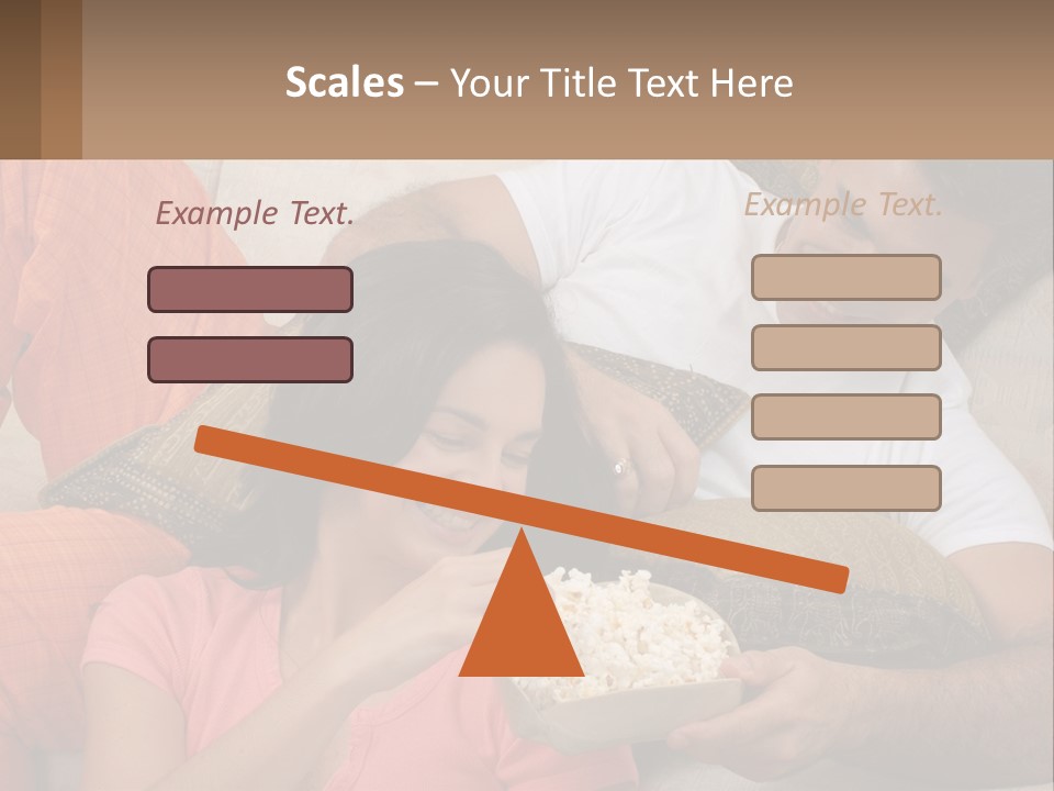A Man And Woman Sitting On A Couch Eating Popcorn PowerPoint Template