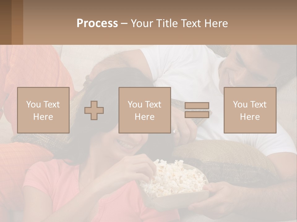 A Man And Woman Sitting On A Couch Eating Popcorn PowerPoint Template