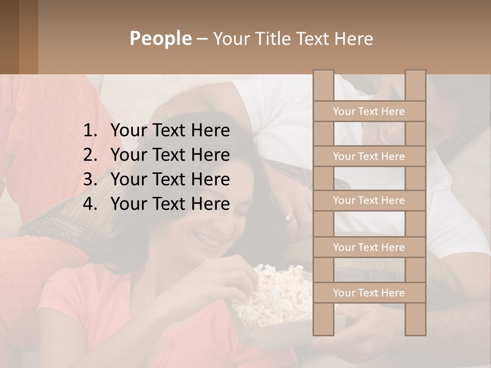 A Man And Woman Sitting On A Couch Eating Popcorn PowerPoint Template
