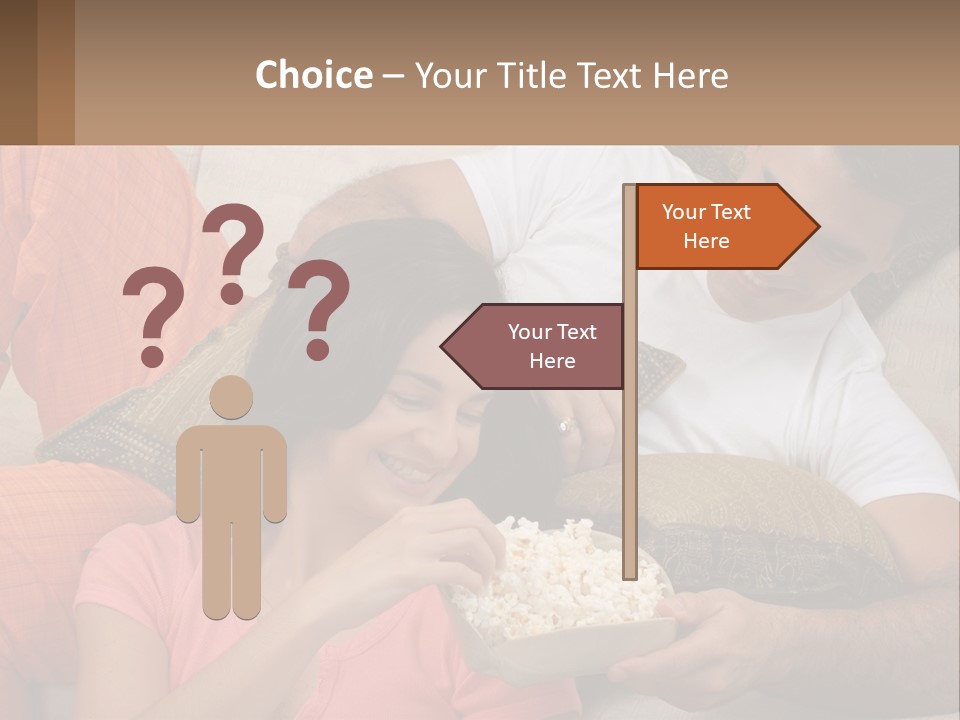 A Man And Woman Sitting On A Couch Eating Popcorn PowerPoint Template