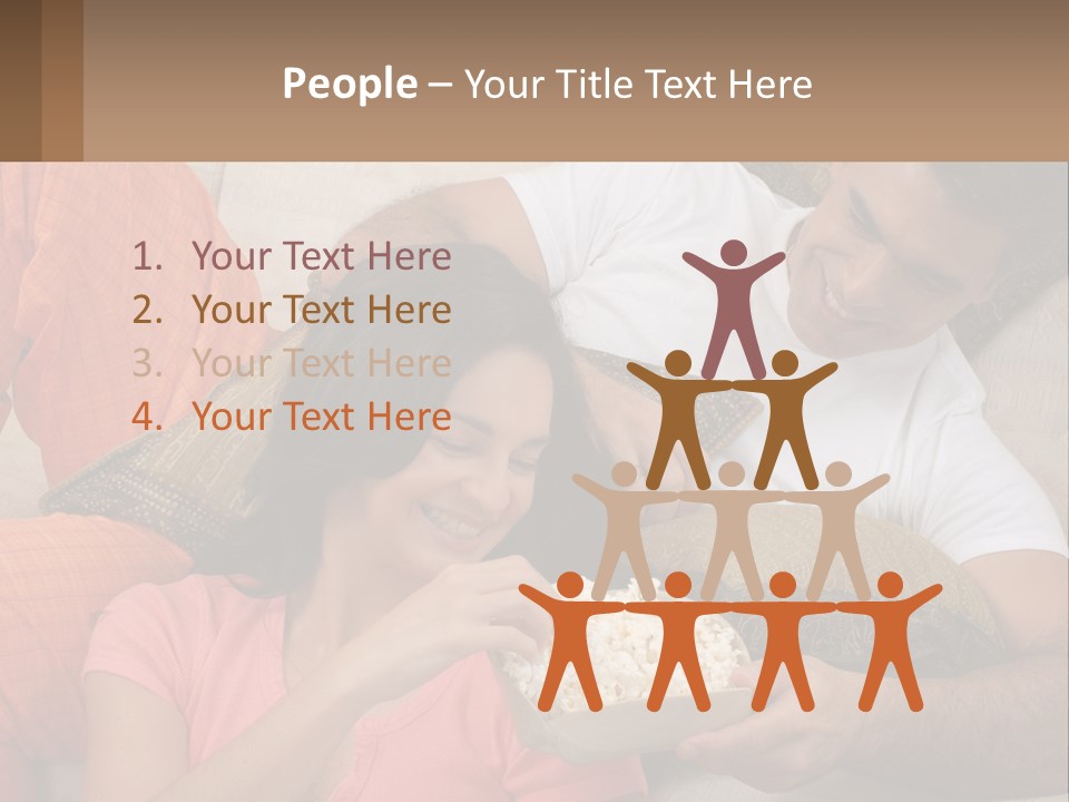 A Man And Woman Sitting On A Couch Eating Popcorn PowerPoint Template