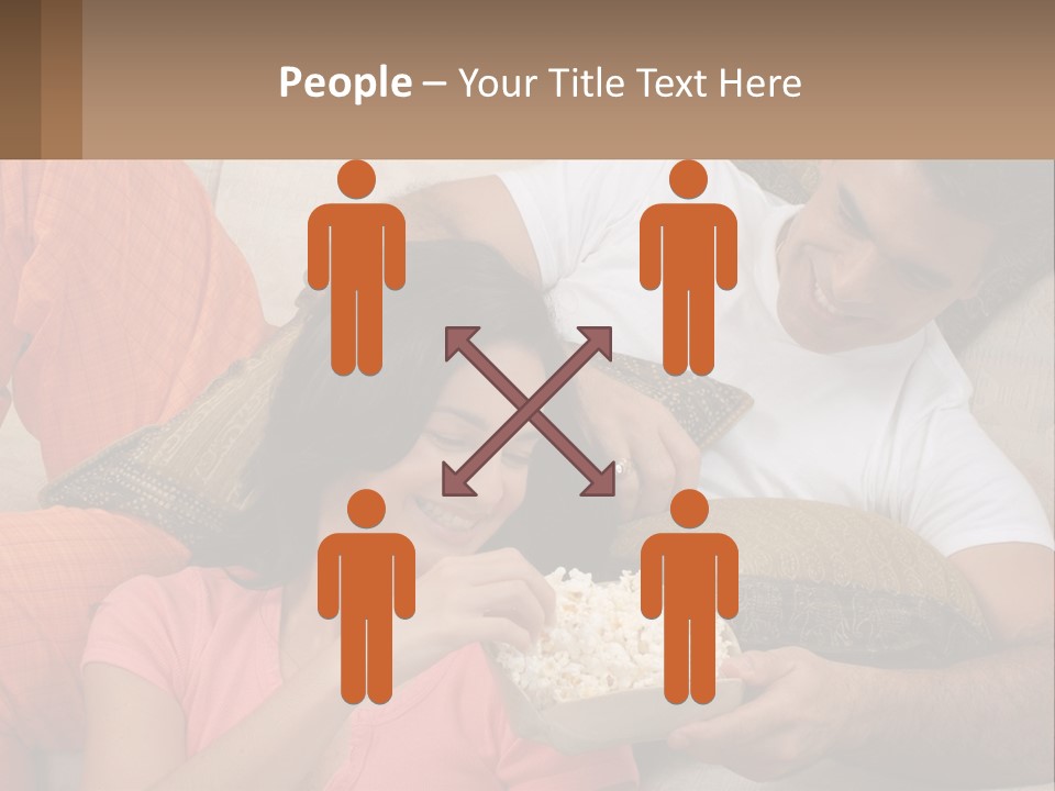 A Man And Woman Sitting On A Couch Eating Popcorn PowerPoint Template