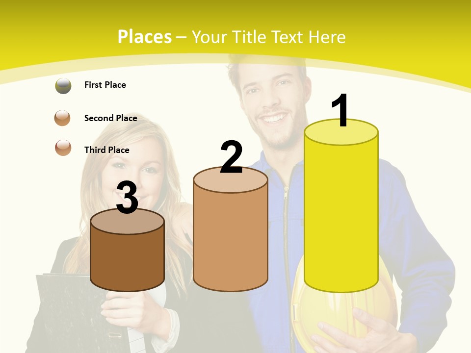 A Man And A Woman Holding A Yellow Hard Hat PowerPoint Template