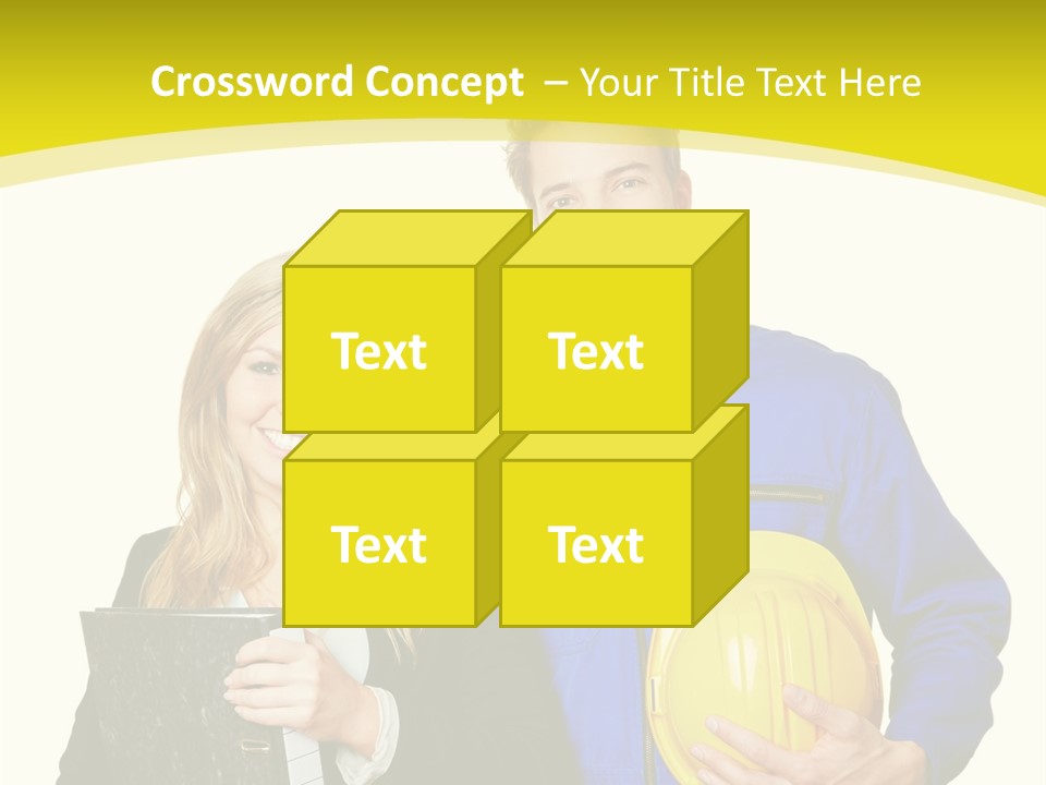 A Man And A Woman Holding A Yellow Hard Hat PowerPoint Template