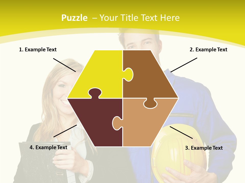 A Man And A Woman Holding A Yellow Hard Hat PowerPoint Template