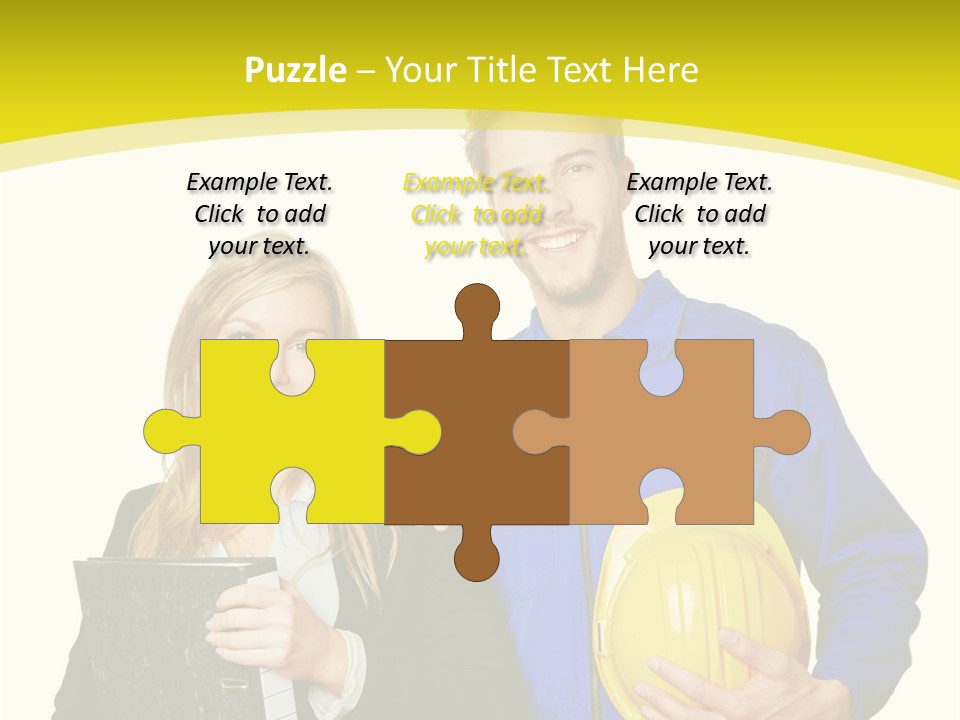 A Man And A Woman Holding A Yellow Hard Hat PowerPoint Template