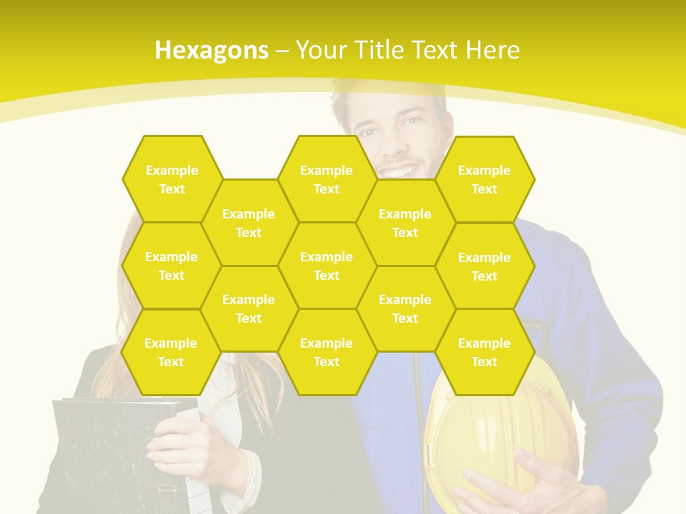 A Man And A Woman Holding A Yellow Hard Hat PowerPoint Template