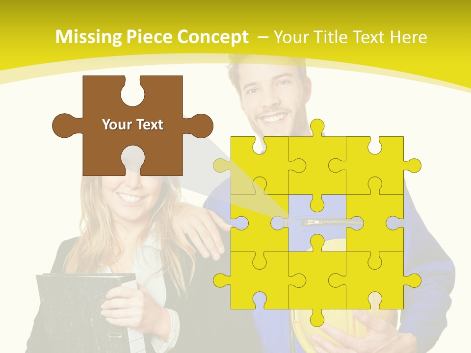 A Man And A Woman Holding A Yellow Hard Hat PowerPoint Template