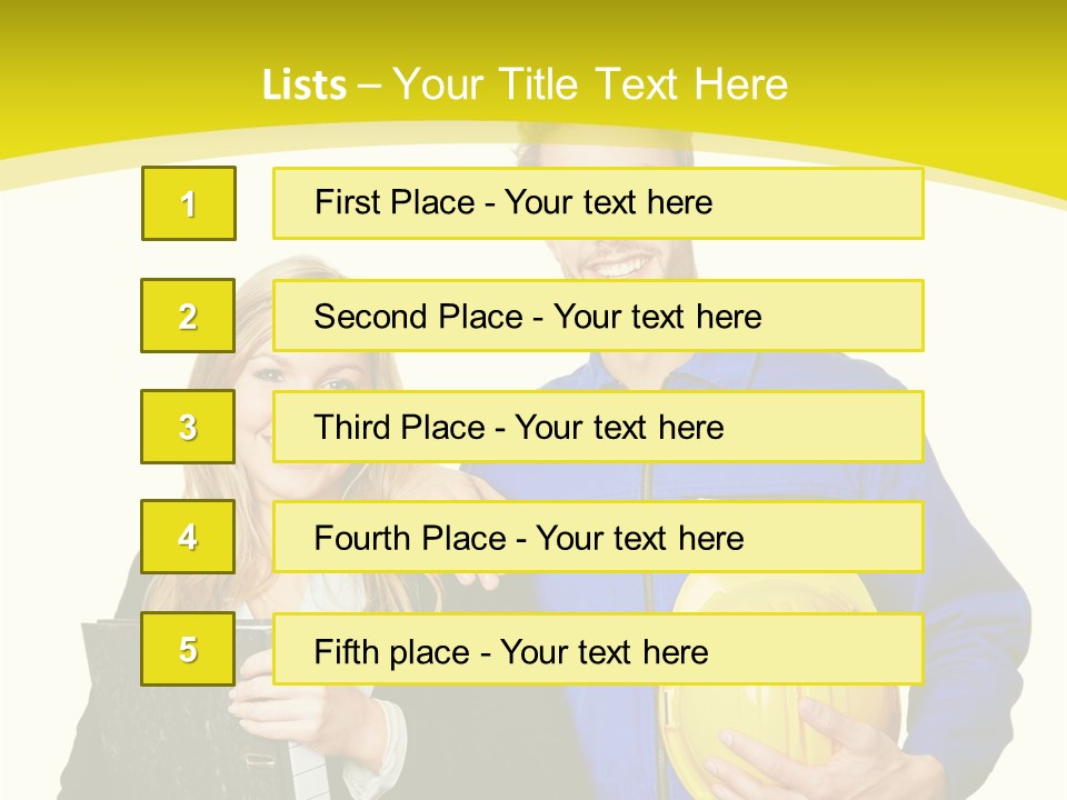 A Man And A Woman Holding A Yellow Hard Hat PowerPoint Template