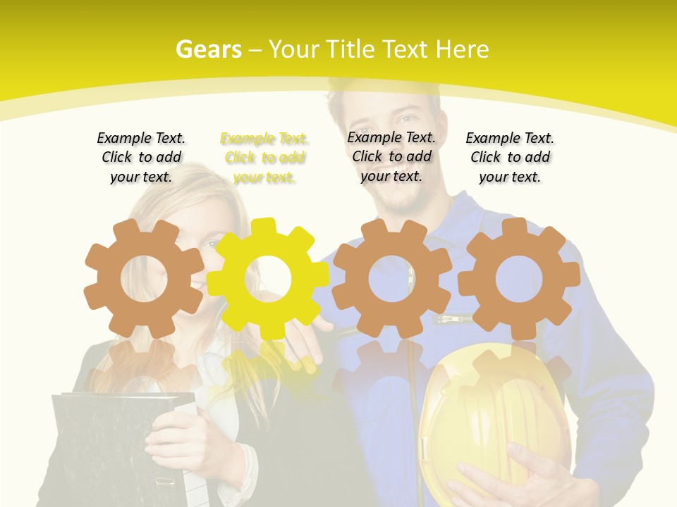 A Man And A Woman Holding A Yellow Hard Hat PowerPoint Template