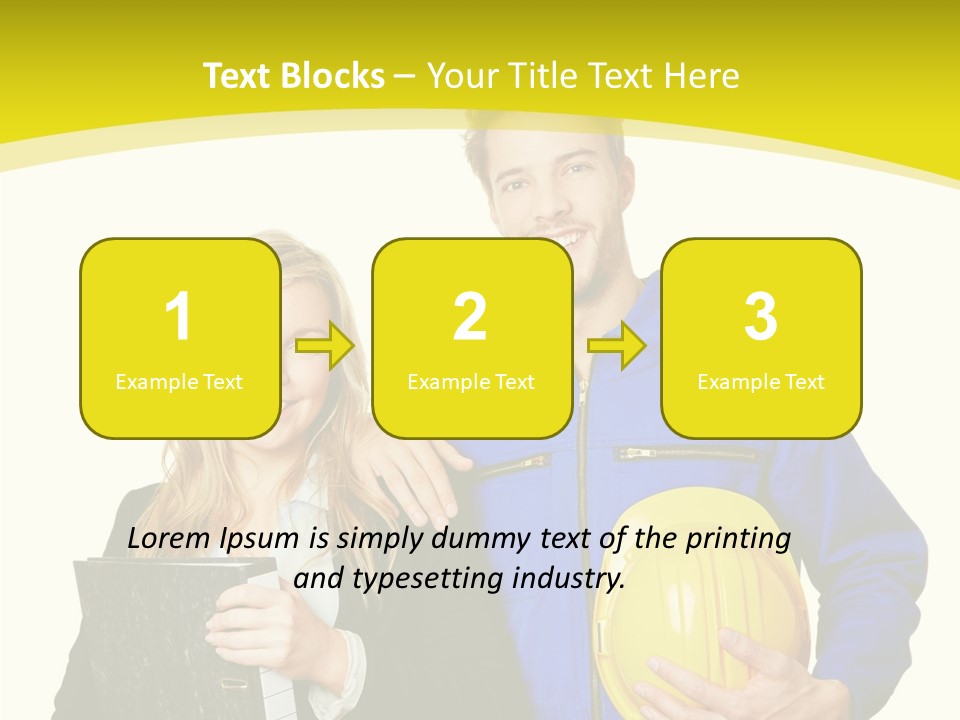 A Man And A Woman Holding A Yellow Hard Hat PowerPoint Template