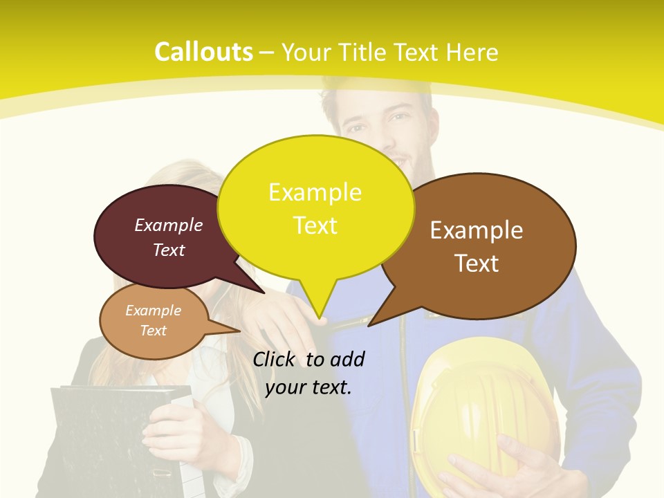 A Man And A Woman Holding A Yellow Hard Hat PowerPoint Template