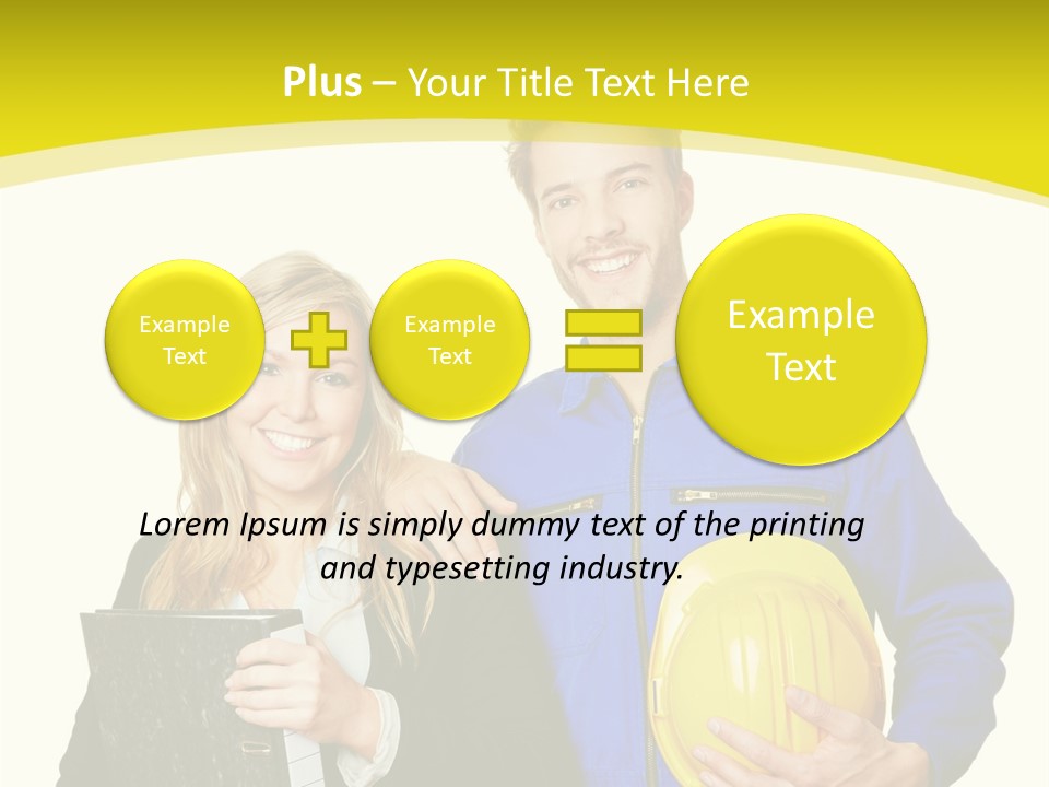 A Man And A Woman Holding A Yellow Hard Hat PowerPoint Template