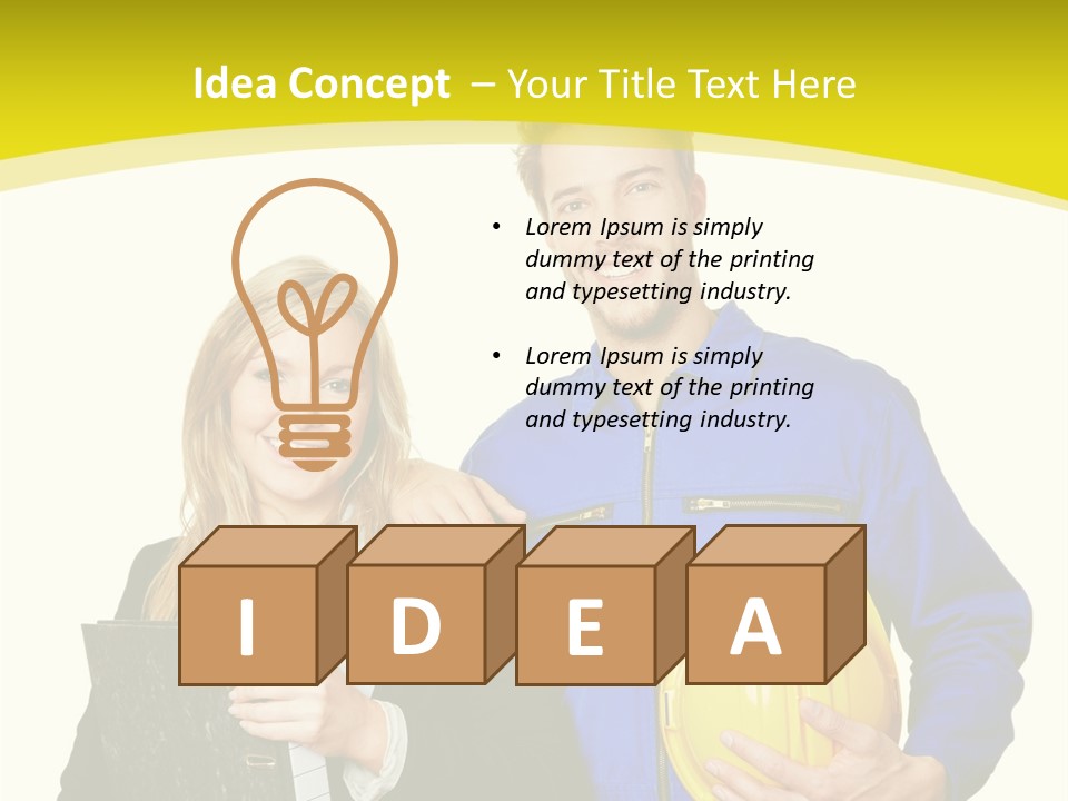 A Man And A Woman Holding A Yellow Hard Hat PowerPoint Template