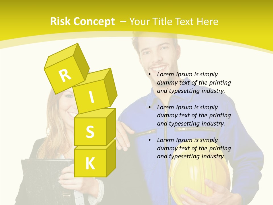 A Man And A Woman Holding A Yellow Hard Hat PowerPoint Template