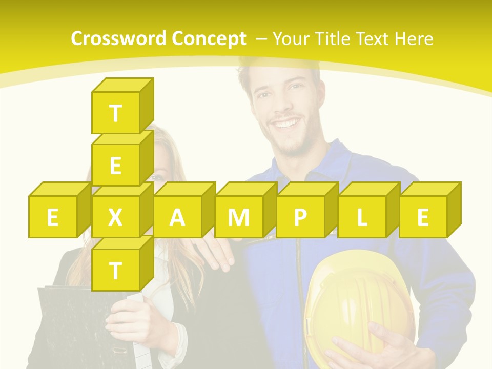 A Man And A Woman Holding A Yellow Hard Hat PowerPoint Template