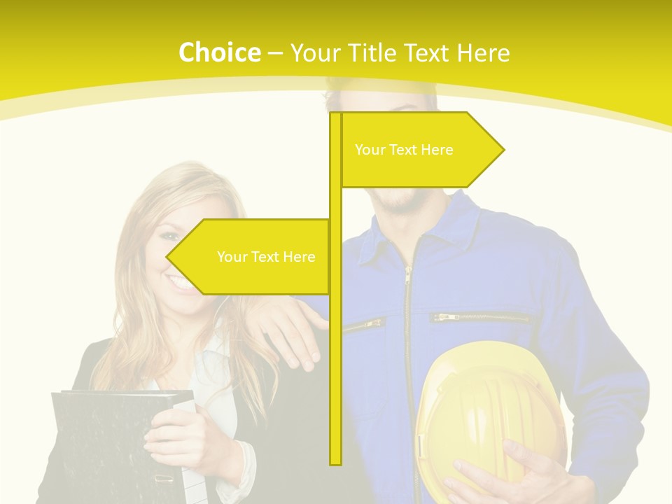 A Man And A Woman Holding A Yellow Hard Hat PowerPoint Template