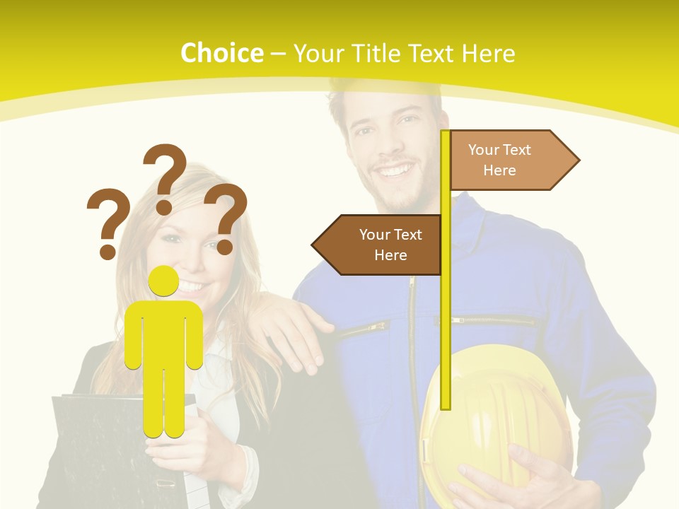 A Man And A Woman Holding A Yellow Hard Hat PowerPoint Template
