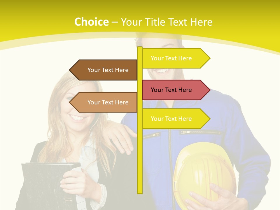 A Man And A Woman Holding A Yellow Hard Hat PowerPoint Template