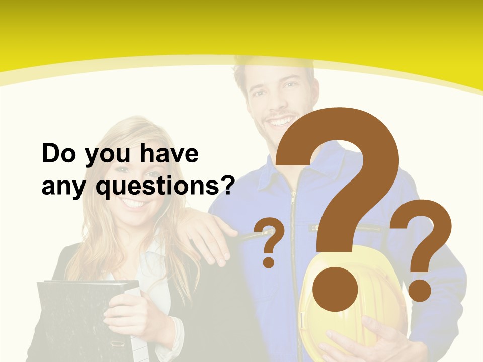 A Man And A Woman Holding A Yellow Hard Hat PowerPoint Template