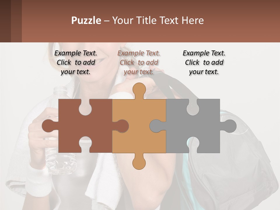 A Woman Is Holding A Water Bottle And A Gym Bag PowerPoint Template