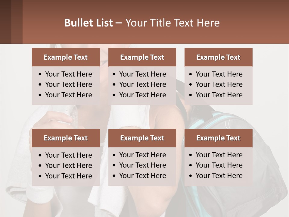 A Woman Is Holding A Water Bottle And A Gym Bag PowerPoint Template