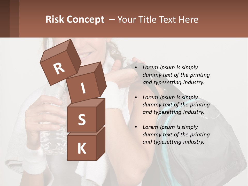 A Woman Is Holding A Water Bottle And A Gym Bag PowerPoint Template