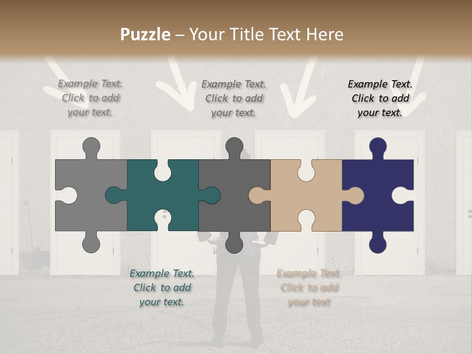 A Man Standing In Front Of A Row Of Doors PowerPoint Template