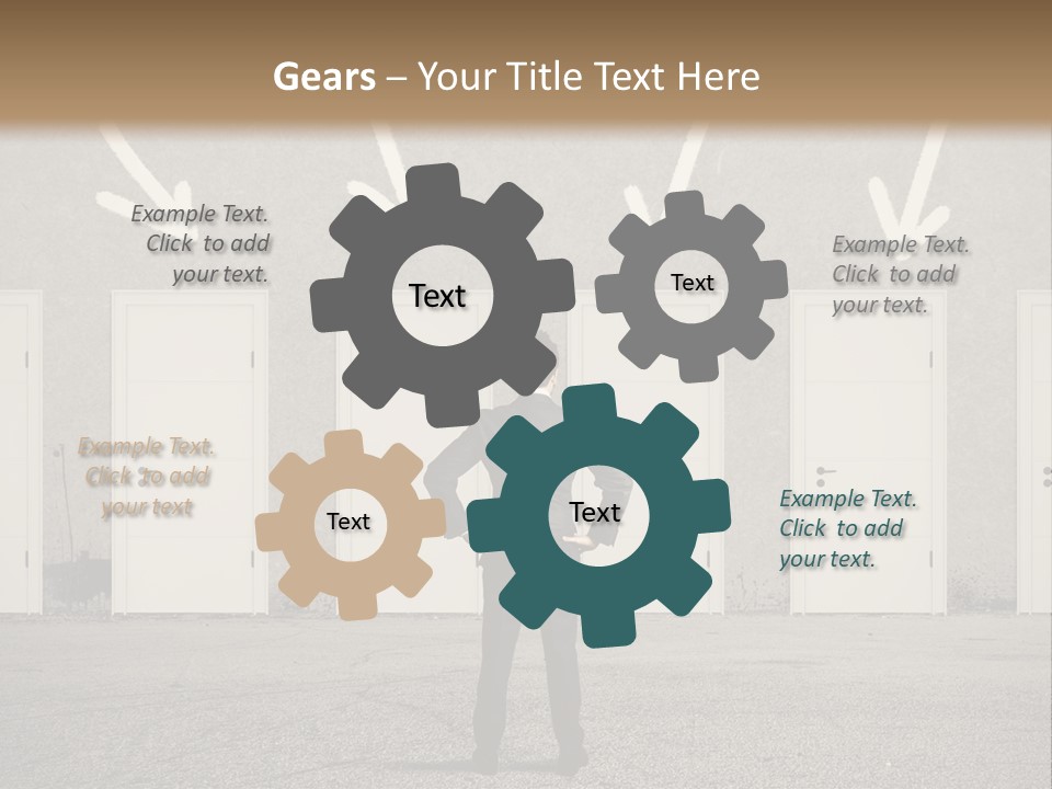 A Man Standing In Front Of A Row Of Doors PowerPoint Template