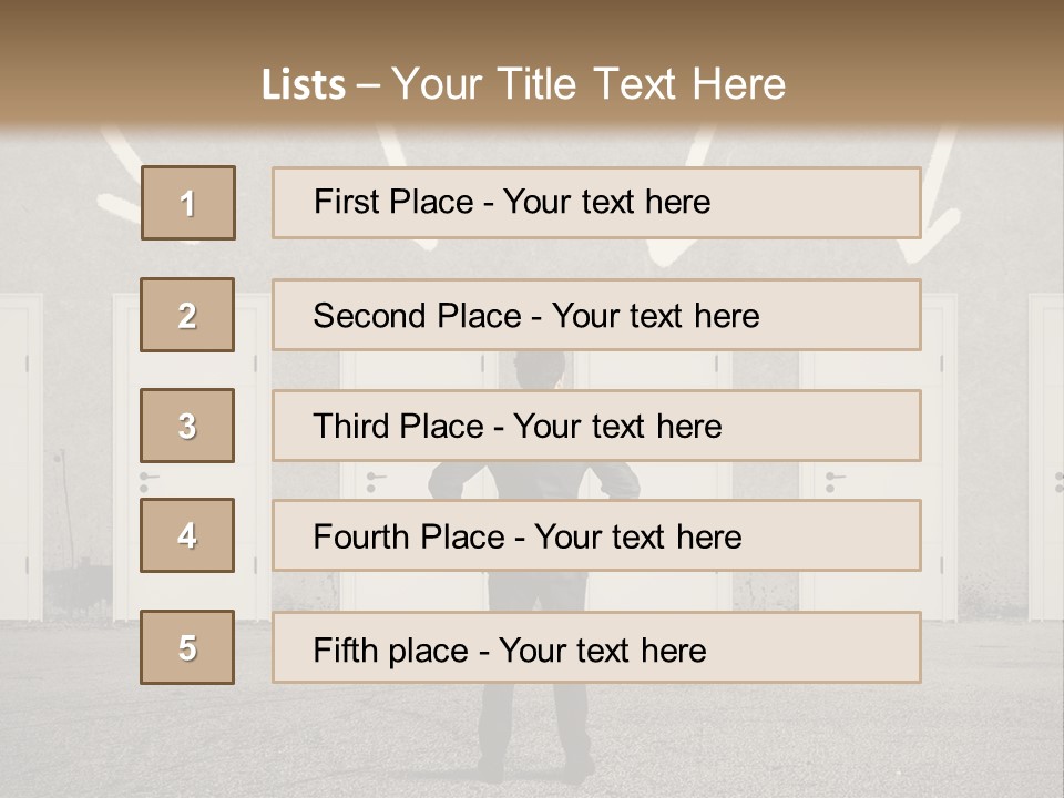 A Man Standing In Front Of A Row Of Doors PowerPoint Template