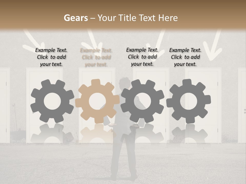 A Man Standing In Front Of A Row Of Doors PowerPoint Template