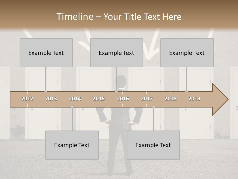 A Man Standing In Front Of A Row Of Doors PowerPoint Template